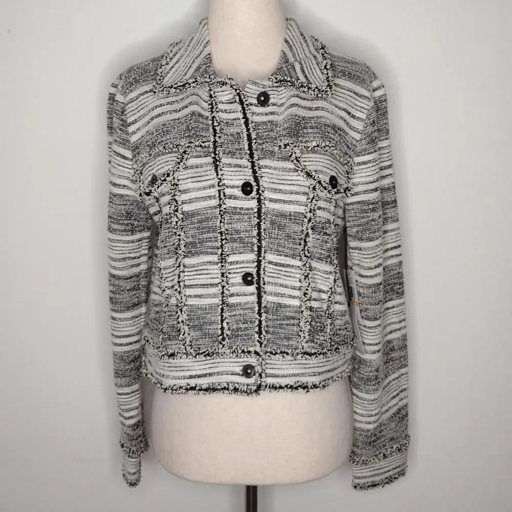 NWT 1.State Women's Black/White/Lavender Fields Jacket Size Small
